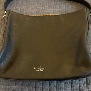 kate spade Black Leather Hobo Bag with Gold Logo